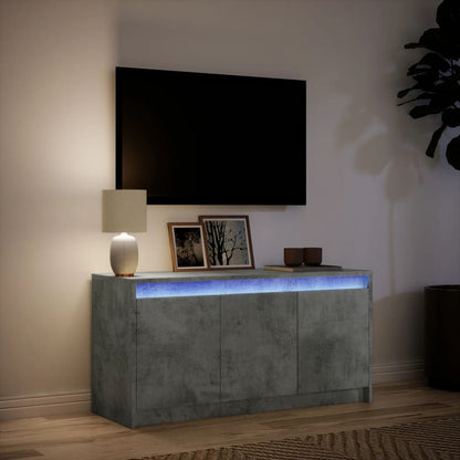 TV-benk med LED betonggrå 100x34x50 cm konstruert tre