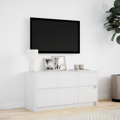 TV-benk med LED hvit 100x34x50 cm konstruert tre