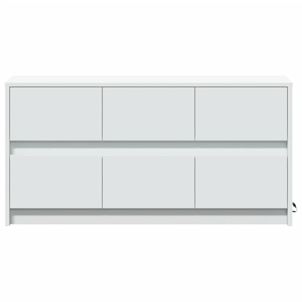 TV-benk med LED hvit 100x34x50 cm konstruert tre