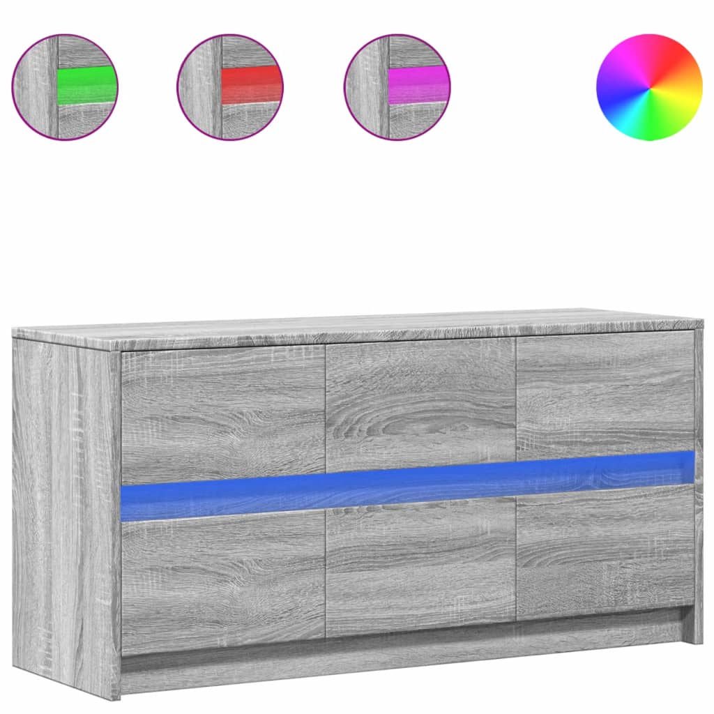 TV-benk med LED grå sonoma 100x34x50 cm konstruert tre