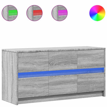 TV-benk med LED grå sonoma 100x34x50 cm konstruert tre