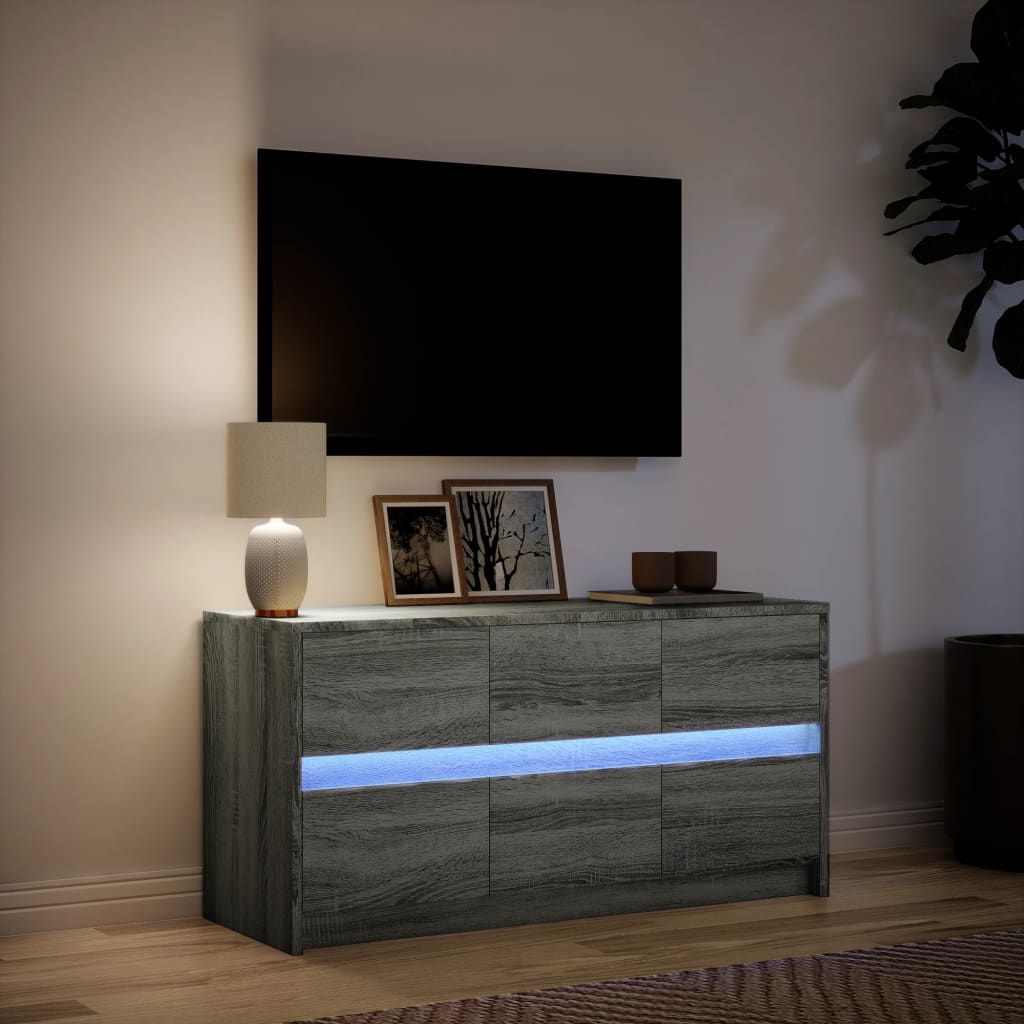 TV-benk med LED grå sonoma 100x34x50 cm konstruert tre