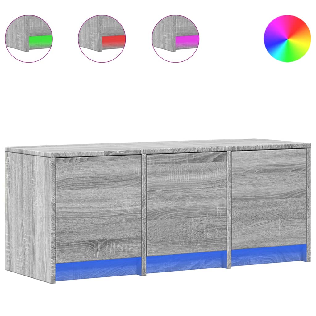 TV-benk med LED grå sonoma 97x34x40 cm konstruert tre