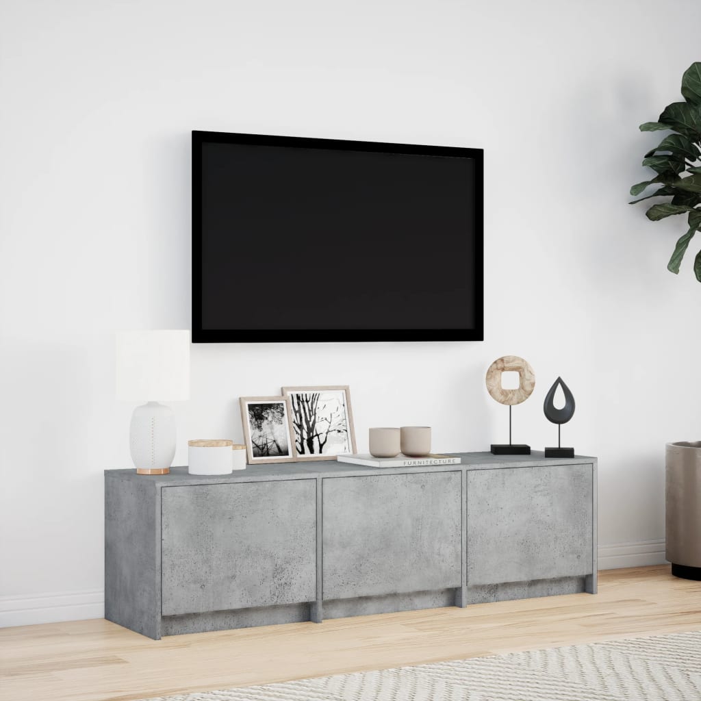 TV-benk med LED betonggrå 140x34x40 cm konstruert tre