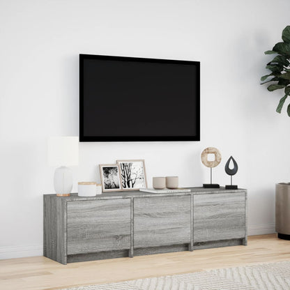 TV-benk med LED grå sonoma 140x34x40 cm konstruert tre