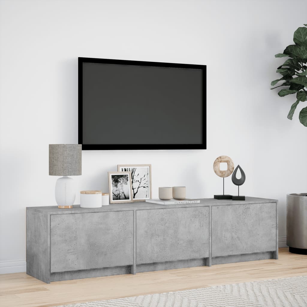 TV-benk med LED betonggrå 165x34x40 cm konstruert tre