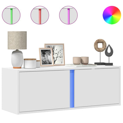 TV-Møbel Hvit Tv-benk med LED 100x31x35 cm