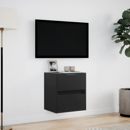 TV-benk Vegghengt med LED svart 41x31x45 cm