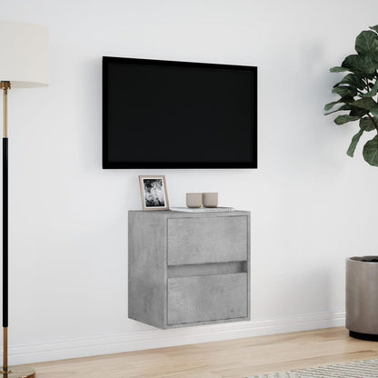 TV-benk Vegghengt med LED-lys betonggrå 41x31x45 cm