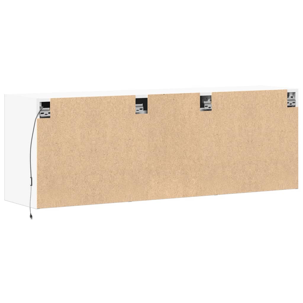 TV-benk Vegghengt med LED hvit 130x31x45 cm