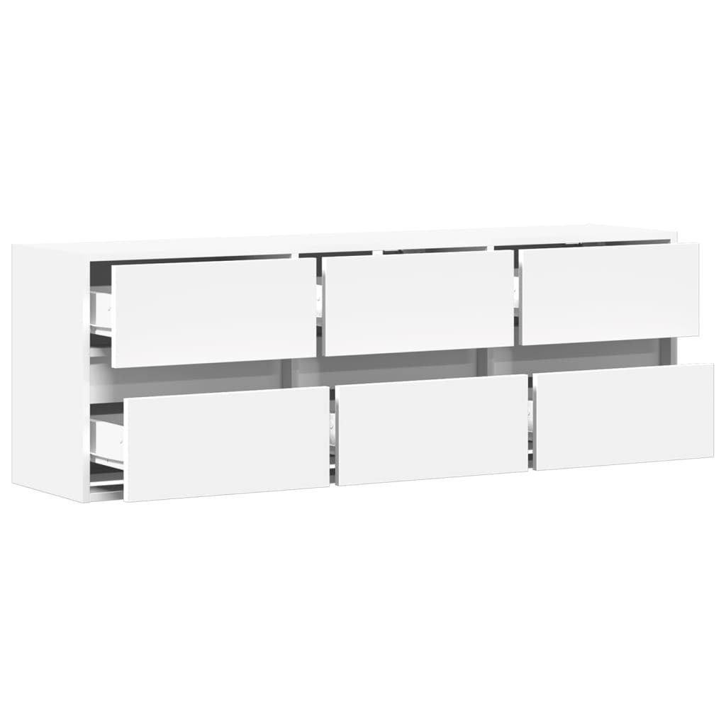 TV-benk Vegghengt med LED hvit 130x31x45 cm