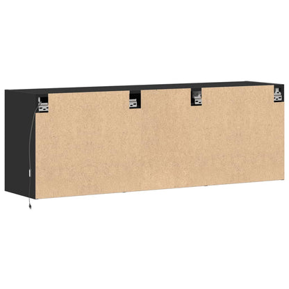 TV-benk Vegghengt med LED svart 130x31x45 cm