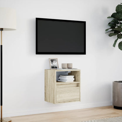 TV-benk Vegghengt med LED sonoma eik 41x31x45 cm