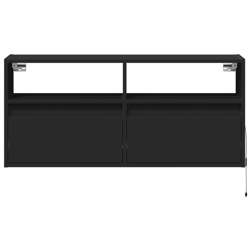 TV-benk Vegghengt med LED svart 100x31x45 cm