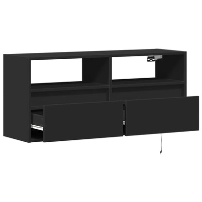 TV-benk Vegghengt med LED svart 100x31x45 cm