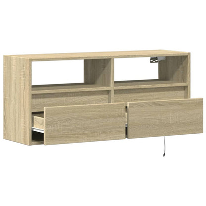 TV-benk Vegghengt med LED sonoma eik 100x31x45 cm