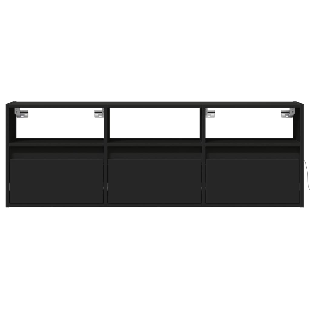 TV-benk Vegghengt med LED svart 130x31x45 cm