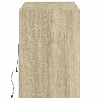 TV-benk Vegghengt med LED sonoma eik 130x31x45 cm