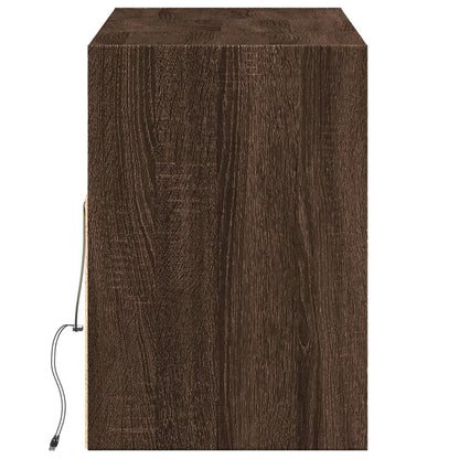 TV-benk Vegghengt med LED brun eik 130x31x45 cm