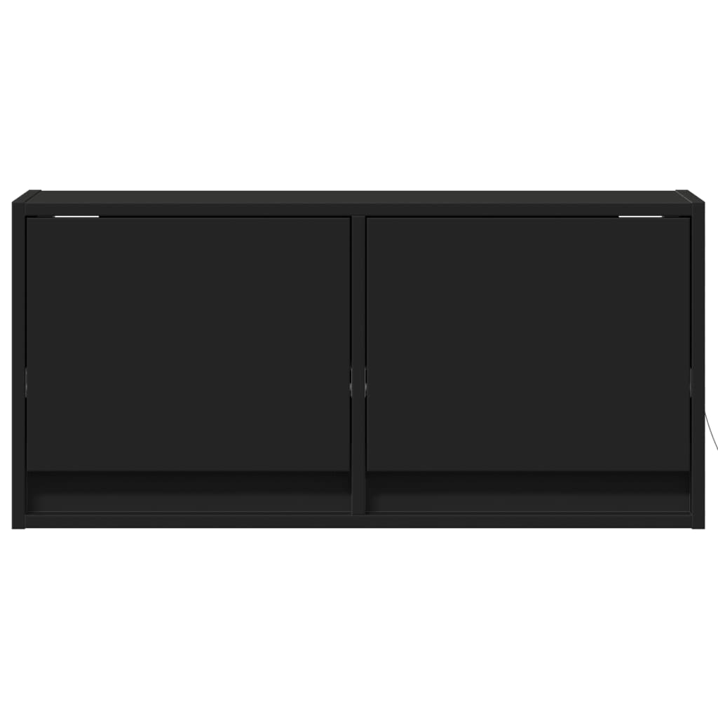 TV-benk Vegghengt med LED svart 80x31x35 cm