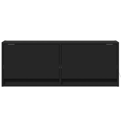 TV-benk Vegghengt med LED svart 100x31x35 cm