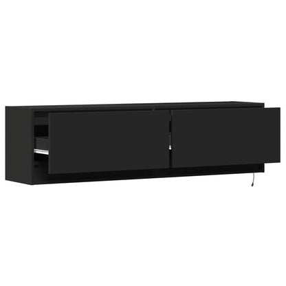 TV-benk Vegghengt med LED svart 140x31x38 cm