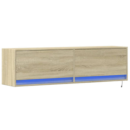 TV-benk Vegghengt med LED sonoma eik 140x31x38 cm