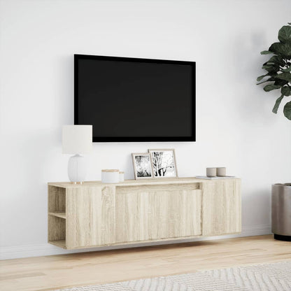 TV-benk Vegghengt med LED sonoma eik 135x31x39,5 cm