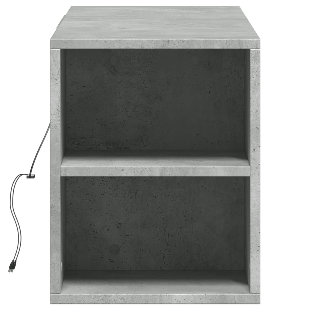 TV-benk Vegghengt med LED-lys betonggrå 135x31x39,5 cm