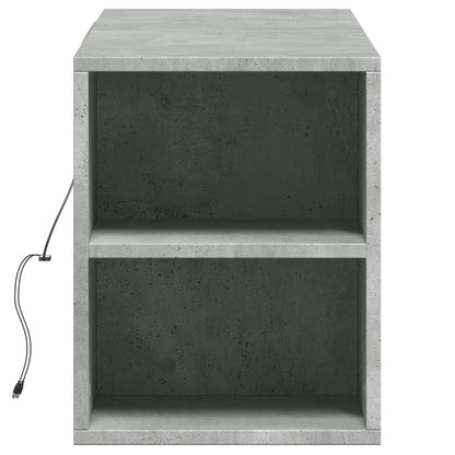 TV-benk Vegghengt med LED-lys betonggrå 135x31x39,5 cm