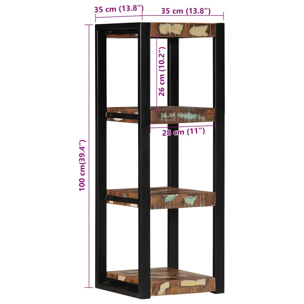 Vegghylle flerfarget 35x35x100 cm gjenvunnet heltre