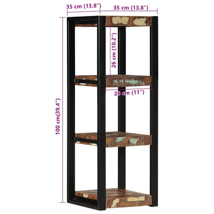 Vegghylle flerfarget 35x35x100 cm gjenvunnet heltre