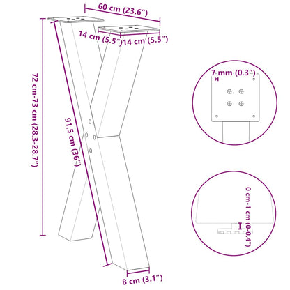 Spisebordben X-formet 2 stk svart 60x(72-73) cm stål