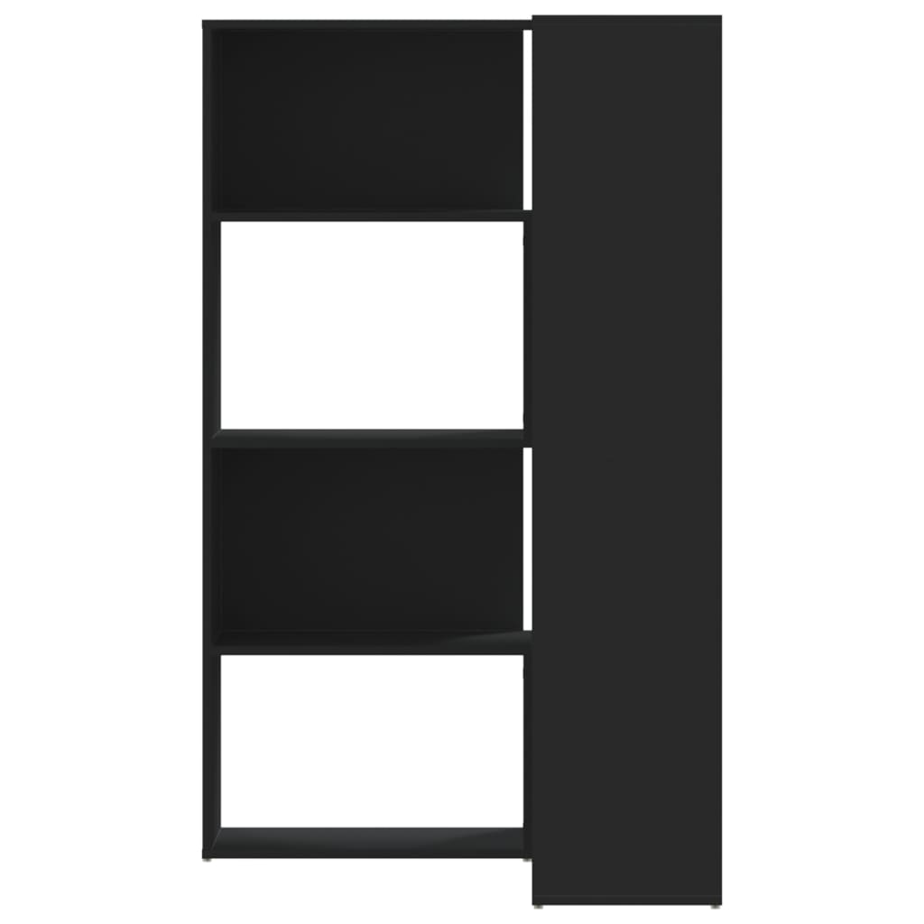 Bokhylle Svart for hjørne 4 etasjer 85x85x140 cm
