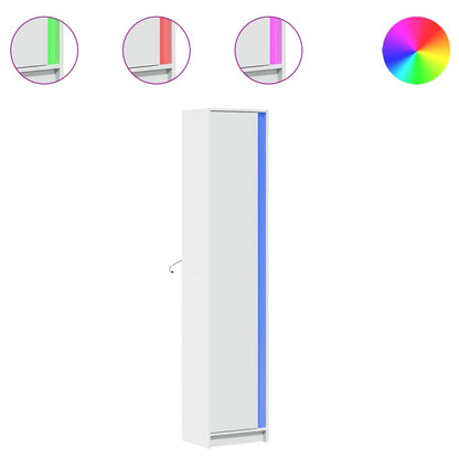 Skap Hvit med LED 41,5x32,5x200 cm