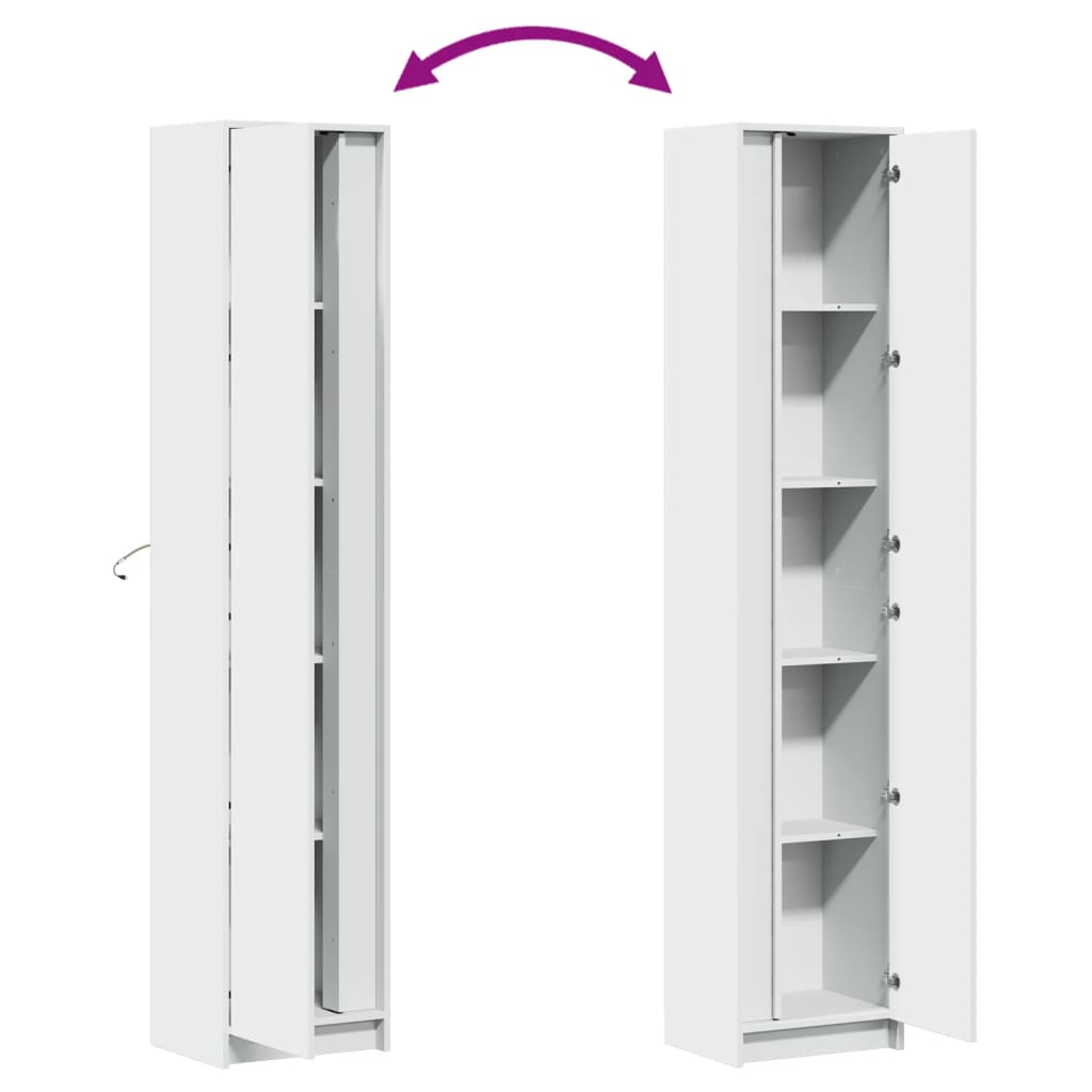 Skap Hvit med LED 41,5x32,5x200 cm