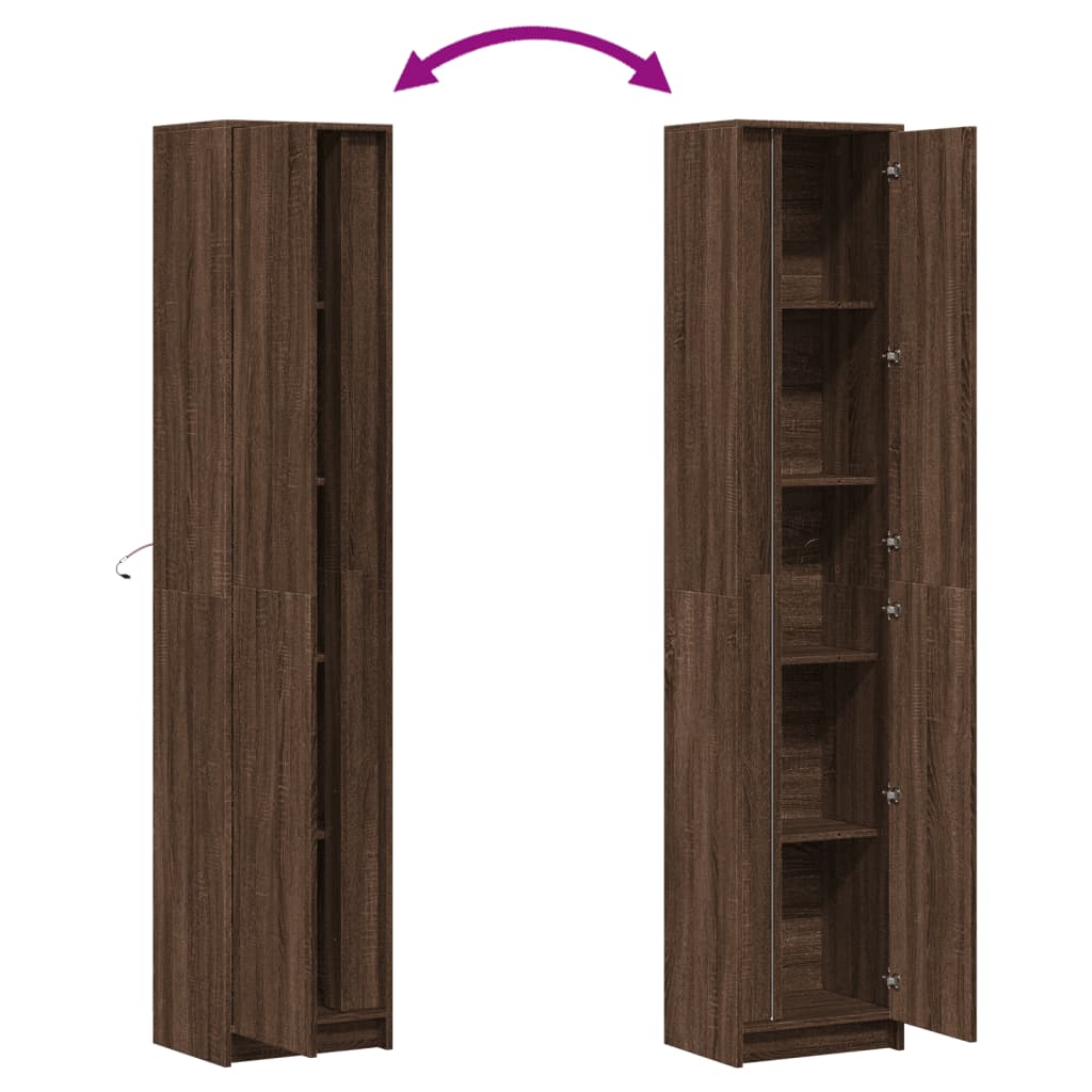 Skap Brun Eik med LED 41,5x32,5x200 cm