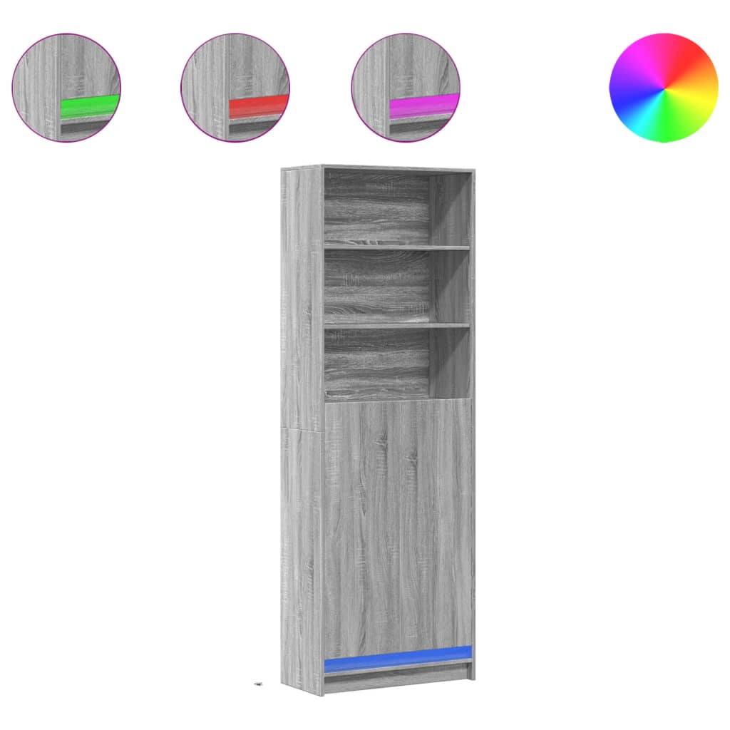 Skap Sonoma Grå med LED 69x32,5x200 cm