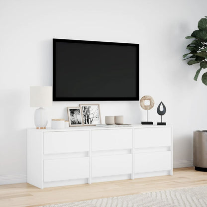 TV-benk med LED hvit 140x34x50 cm konstruert tre