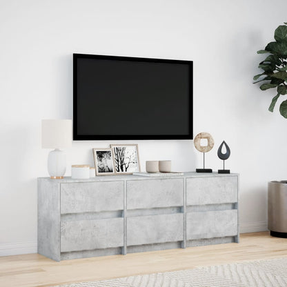 TV-benk med LED betonggrå 140x34x50 cm konstruert tre