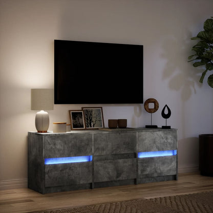 TV-benk med LED betonggrå 140x34x50 cm konstruert tre