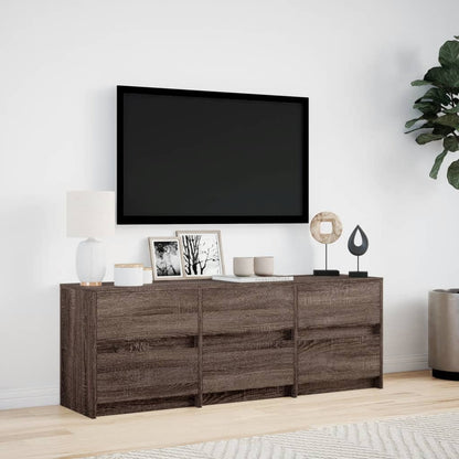 TV-benk med LED brun eik 140x34x50 cm konstruert tre