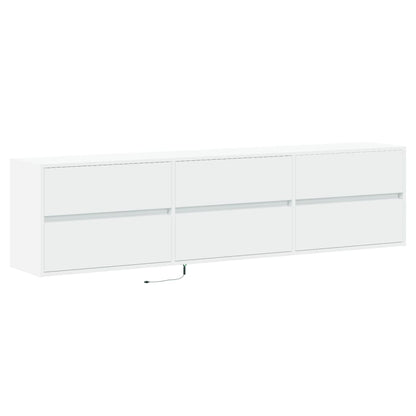 TV-benk Vegghengt med LED hvit 180x31x45 cm