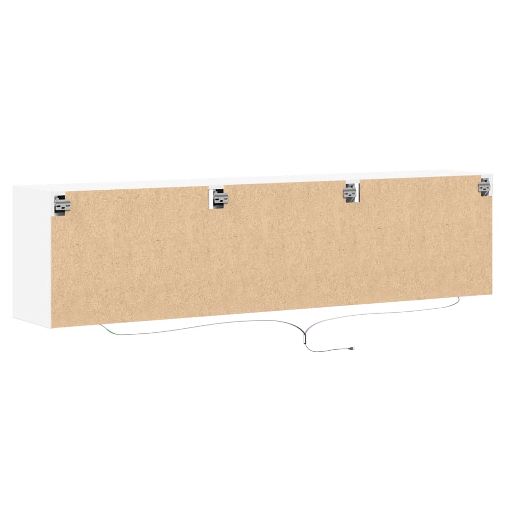 TV-benk Vegghengt med LED hvit 180x31x45 cm