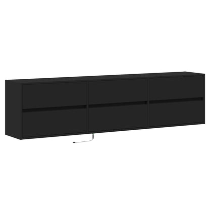 TV-benk Vegghengt med LED svart 180x31x45 cm