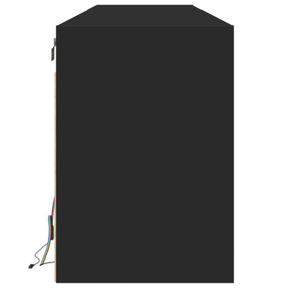 TV-benk Vegghengt med LED svart 180x31x45 cm