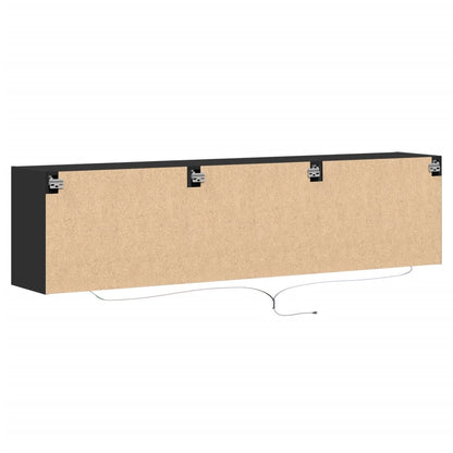 TV-benk Vegghengt med LED svart 180x31x45 cm