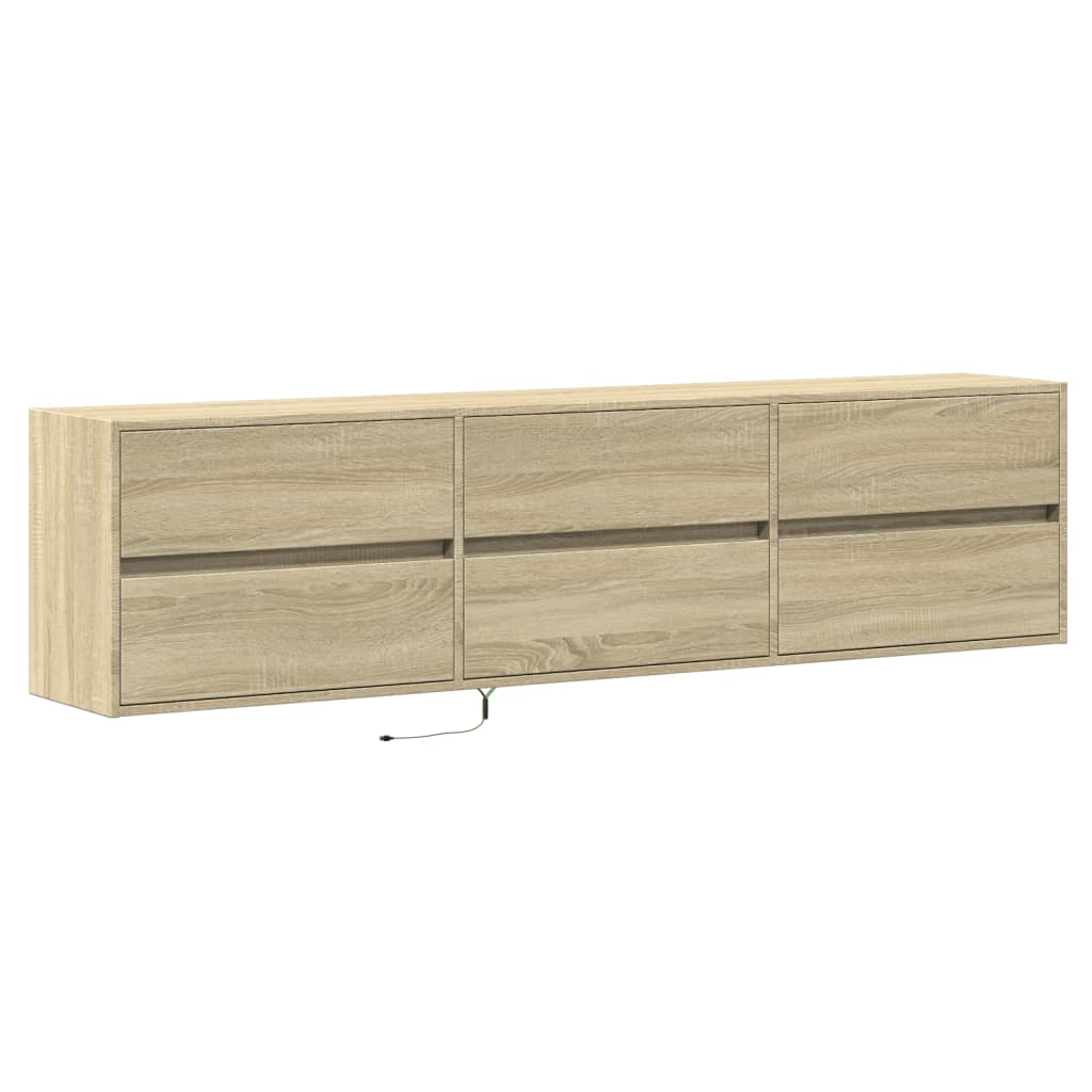 TV-benk Vegghengt med LED sonoma eik 180x31x45 cm