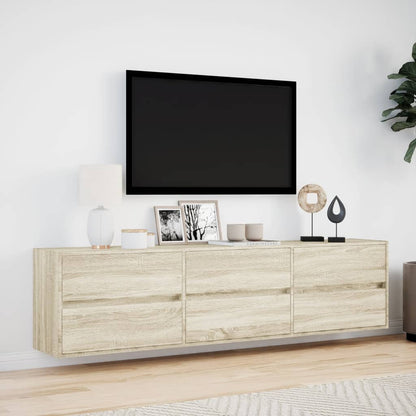 TV-benk Vegghengt med LED sonoma eik 180x31x45 cm