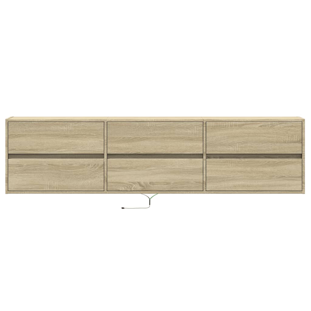 TV-benk Vegghengt med LED sonoma eik 180x31x45 cm